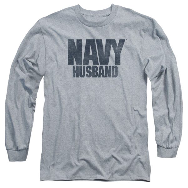 NAVY : HUSBAND L\S ADULT T SHIRT 18\1 Athletic Heather LG Online Sale