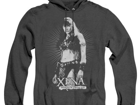 XENA : DON T MESS WITH ME ADULT HEATHER HOODIE BLACK LG For Sale