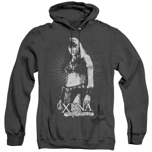 XENA : DON T MESS WITH ME ADULT HEATHER HOODIE BLACK LG For Sale