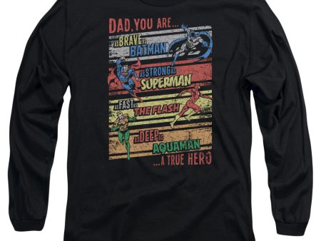 JUSTICE LEAGUE OF AMERICA : A TRUE HERO L\S ADULT T SHIRT 18\1 Black XL Online Hot Sale