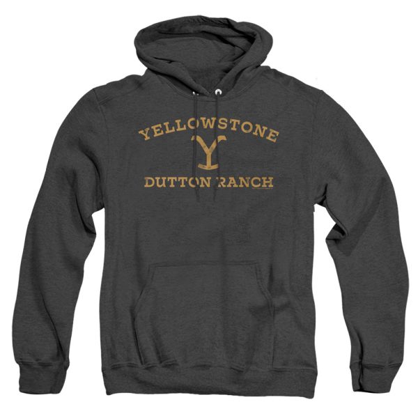 YELLOWSTONE : ARCHED LOGO ADULT HEATHER HOODIE Black 3X Online now