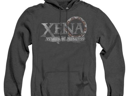 XENA : BATTERED LOGO ADULT HEATHER HOODIE BLACK LG Sale