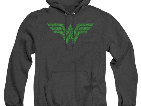 WONDER WOMAN : ST. PATRICK S DAY SHAMROCK LOGO ADULT HEATHER HOODIE Black 3X Online