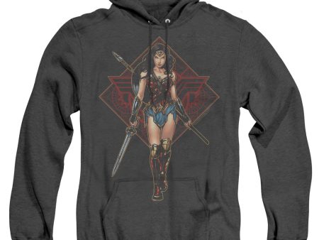 WONDER WOMAN MOVIE : WARRIOR ADULT HEATHER HOODIE BLACK MD Hot on Sale