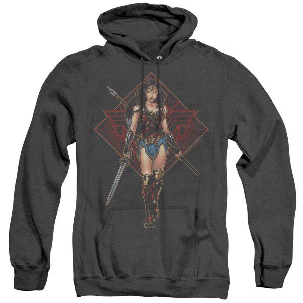 WONDER WOMAN MOVIE : WARRIOR ADULT HEATHER HOODIE BLACK MD Hot on Sale