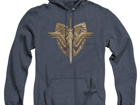 WONDER WOMAN MOVIE : SWORD EMBLEM ADULT HEATHER HOODIE NAVY LG Online