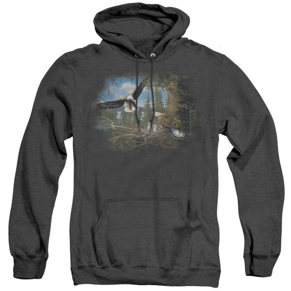 WILDLIFE : SPRING BALD EAGLES ADULT HEATHER HOODIE BLACK LG For Cheap