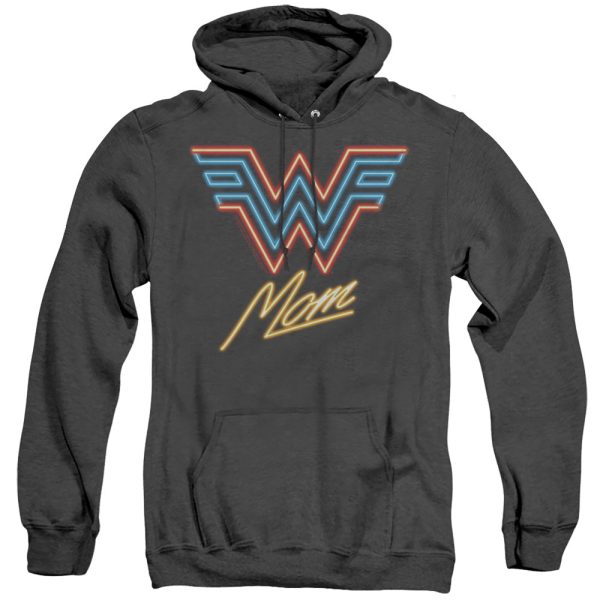 WONDER WOMAN 84 : WONDER MOM NEON ADULT HEATHER HOODIE Black MD Online Sale