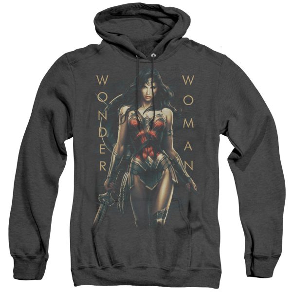 WONDER WOMAN MOVIE : ARMED AND DANGEROUS ADULT HEATHER HOODIE BLACK XL Cheap