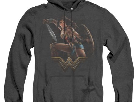 WONDER WOMAN MOVIE : FIGHT ADULT HEATHER HOODIE BLACK 2X For Sale