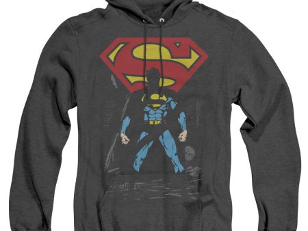 SUPERMAN : DARK ALLEY ADULT HEATHER HOODIE BLACK 3X Online Hot Sale