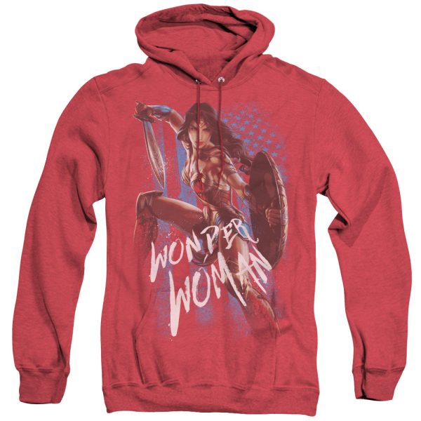 WONDER WOMAN MOVIE : AMERICAN HERO ADULT HEATHER HOODIE RED SM For Discount