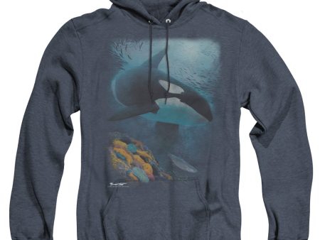 WILDLIFE : SALMON HUNTER ORCA ADULT HEATHER HOODIE NAVY 3X Online Hot Sale