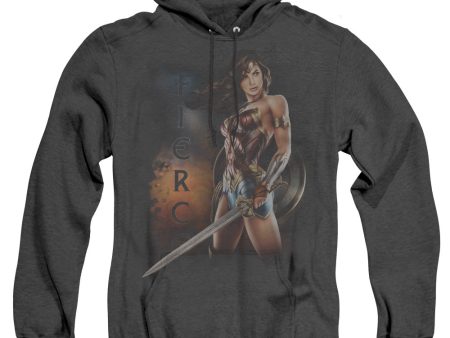 WONDER WOMAN MOVIE : FIERCE ADULT HEATHER HOODIE BLACK SM For Sale