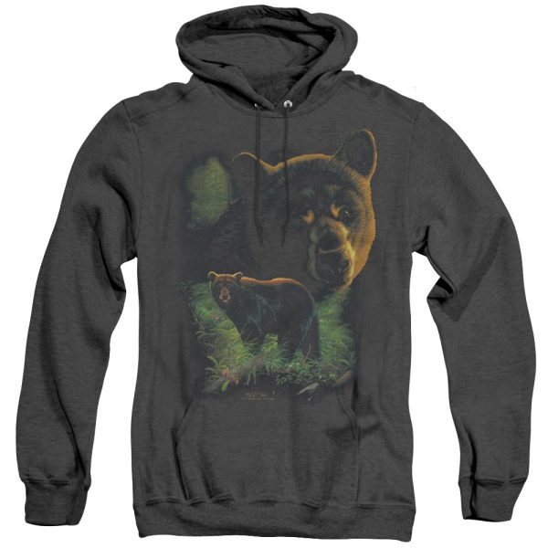 WILDLIFE : BLACK BEARS ADULT HEATHER HOODIE BLACK LG Cheap