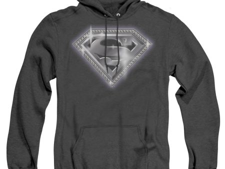 SUPERMAN : BLING SHIELD ADULT HEATHER HOODIE BLACK SM Online now