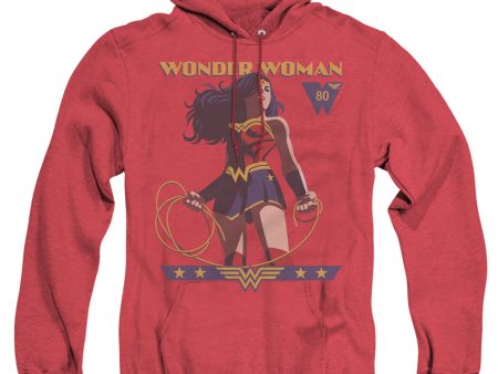 WONDER WOMAN : WONDER WOMAN 80TH STANCE ADULT HEATHER HOODIE Red 3X Online Sale