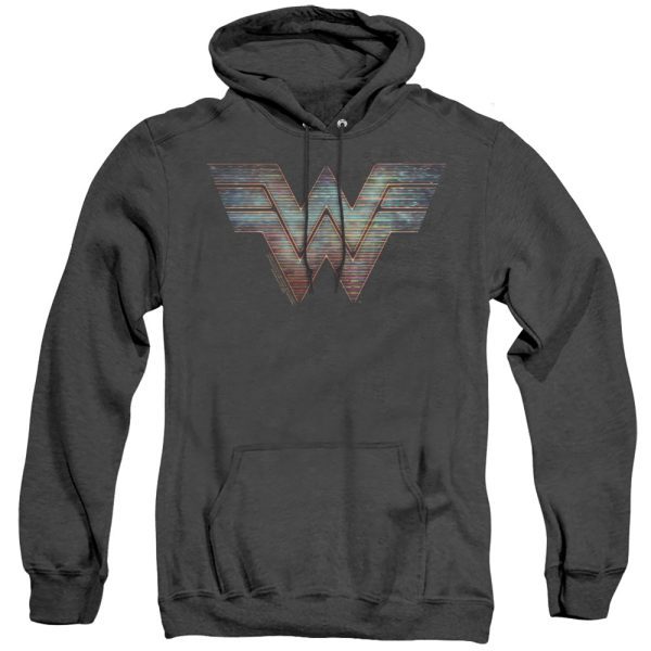 WONDER WOMAN 84 : STATIC LOGO ADULT HEATHER HOODIE Black 2X Supply